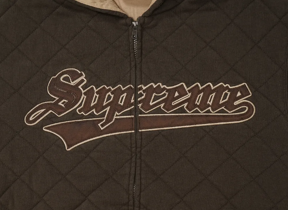Supreme Quilted Zip Up Hooded Sweatshirt 