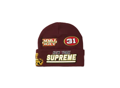 Supreme x New Era Football Beanie "Cardinal"
