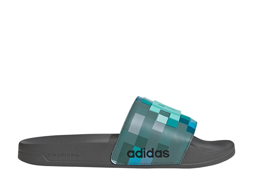 マインクラフト × アディダス アディレッタ シャワー スライド "グレーフォー"
