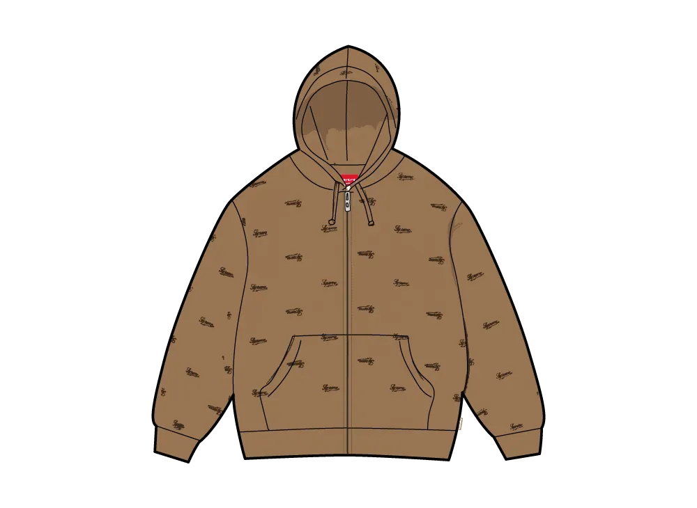 Supreme Repeat Script Zip Up Hooded Sweatshirt 