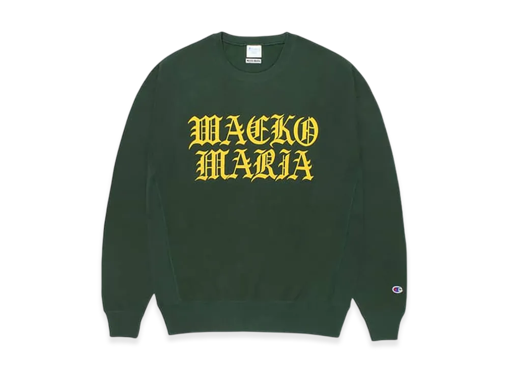 WACKO MARIA x Champion Reverse Weave Crew Neck Sweat Shirt "Dark Green"