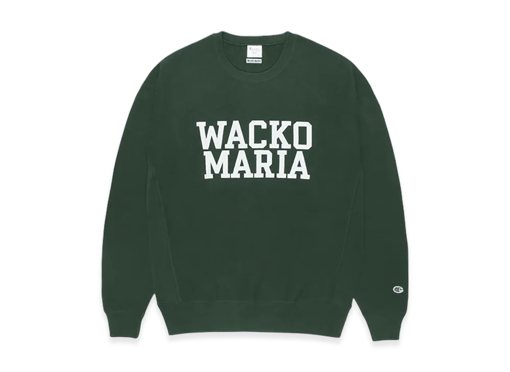 WACKO MARIA x Champion Reverse Weave Crew Neck Sweat Shirt "Dark Green"