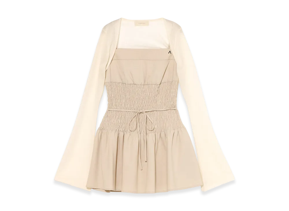ANDMARY Betty Shirring Mini Dress "Beige"
