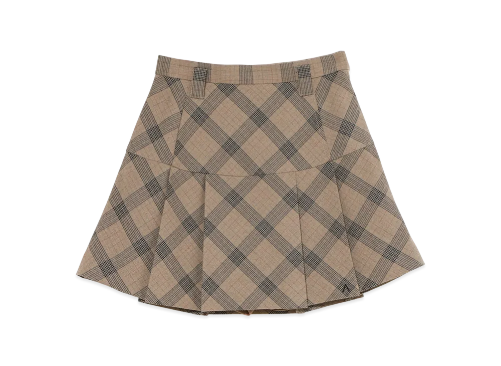 ANDMARY Coco Check Mini Pleats Skirt "Beige"