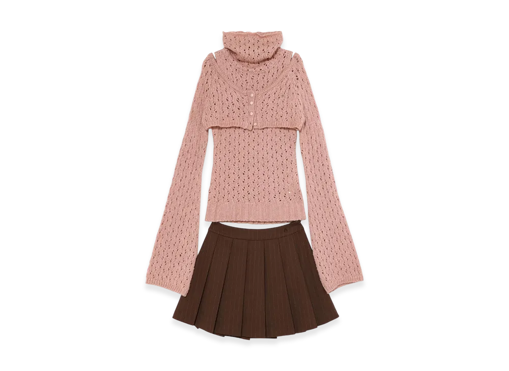 ANDMARY Sophy Pleats Knit Set Up "Pink"