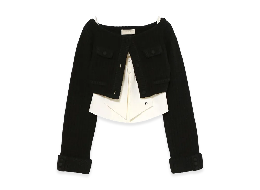 ANDMARY Twiggy Tweed Ribbon Set Tops "Black"