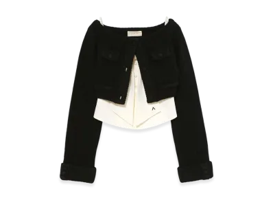 ANDMARY Twiggy Tweed Ribbon Set Tops "Black"