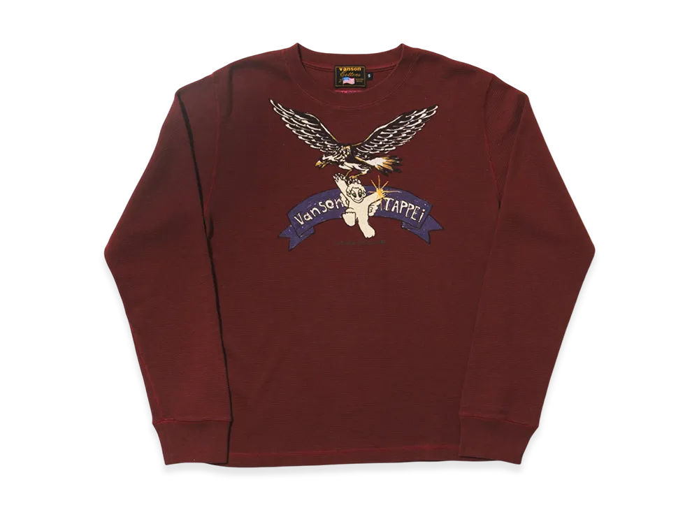 VANSON x TAPPEI x FUTURE ARCHIVE Thermal Long Sleeve T-Shirt "Burgundy"