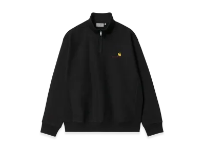 Carhartt WIP Half Zip American Script Sweatshirt "Black"