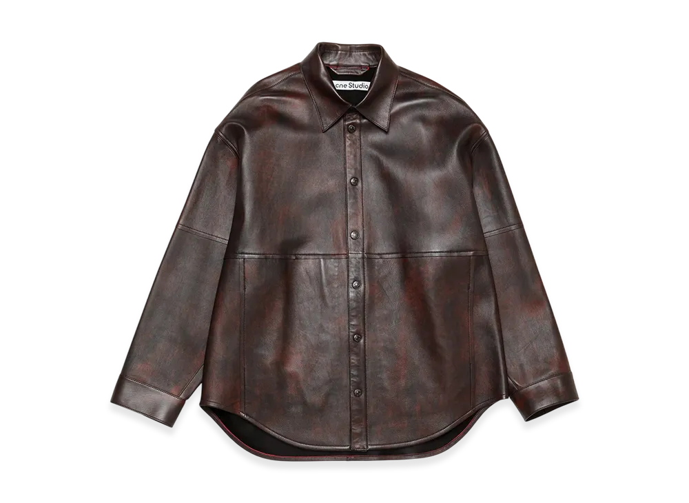 Acne Studios Leather Overshirt "Red Black"