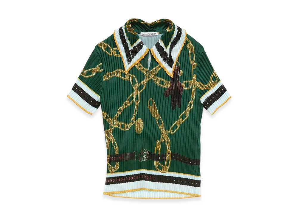 Acne Studios Pleated Printed Blouse "Green"