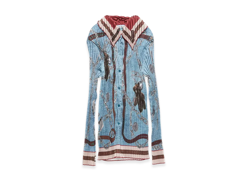 Acne Studios Pleated Button Up Shirt "Denim Blue"