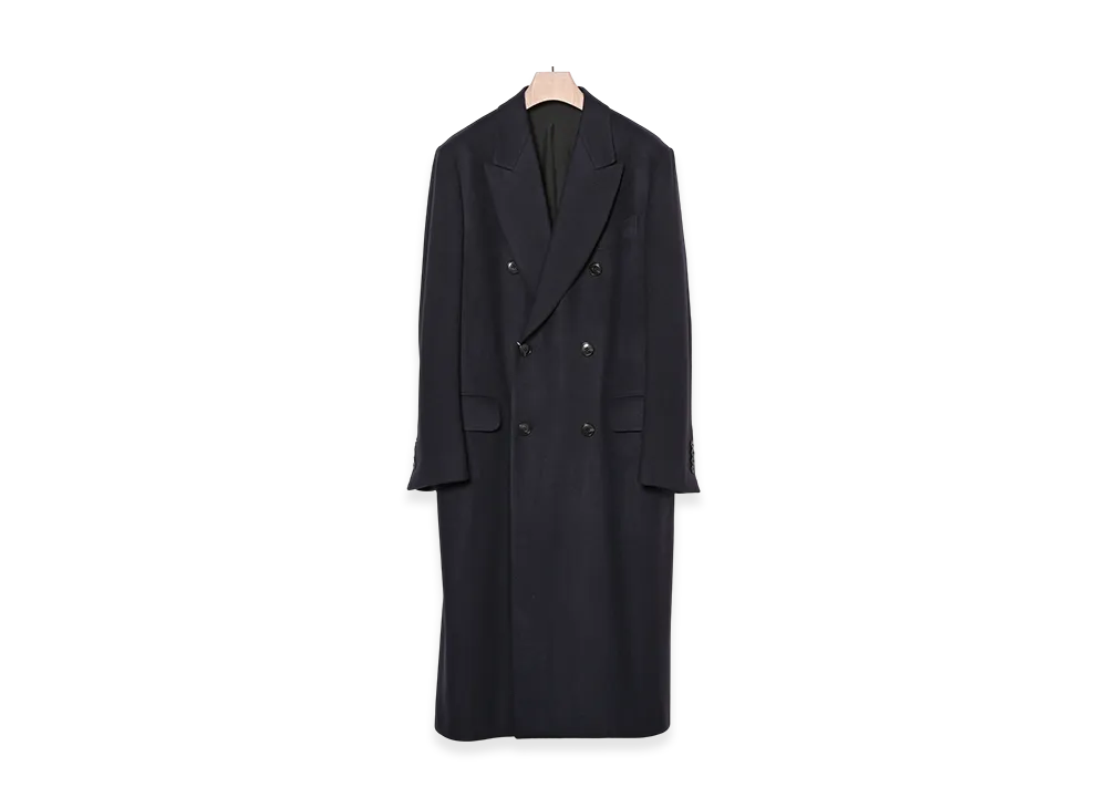 COMOLI Cashmere Double Chesterfield Coat "Navy"