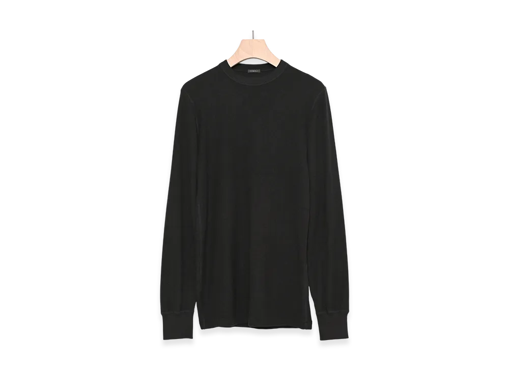 COMOLI Cotton Cashmere Base Layer Long Sleeve Crew "Black"