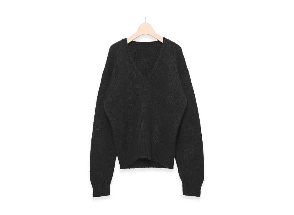 COMOLI Cashmere Silk Low Gauge Knit "Black"