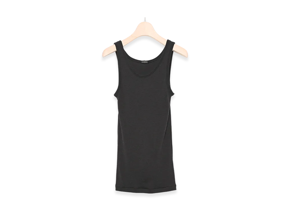 COMOLI Wool Rib Tank Top "Charcoal"