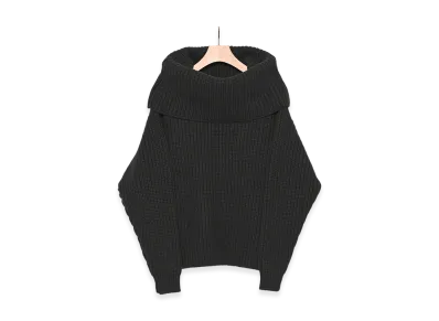 COMOLI Cashmere Washi Off Shoulder Knit "Black"
