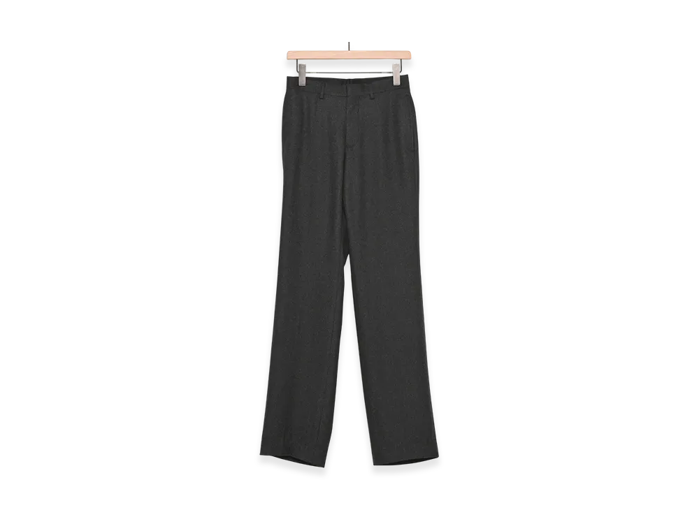 COMOLI Wool Flannel Pipe Stem Pants "Charcoal"