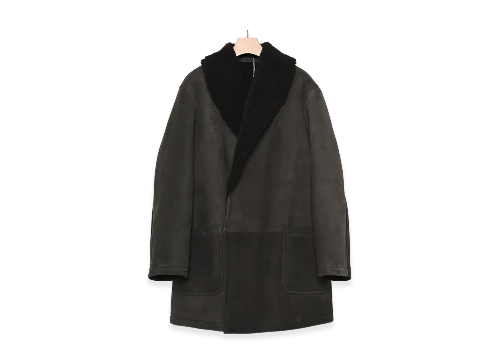 COMOLI Sheepskin Shawl Collar Coat "Brown"
