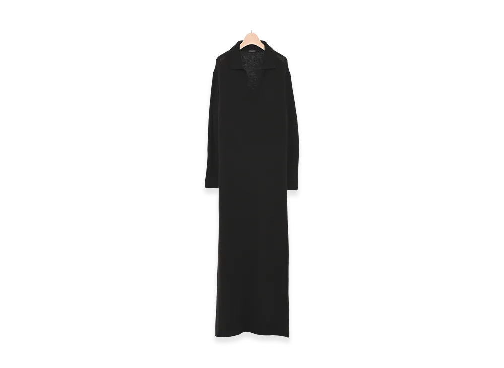 COMOLI Cashmere Garment Dyed Skipper Knit Dress "Black"