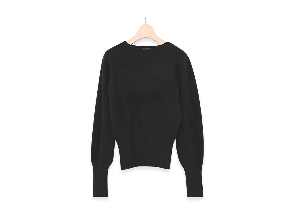 COMOLI Lambswool Boat Neck Knit "Black"