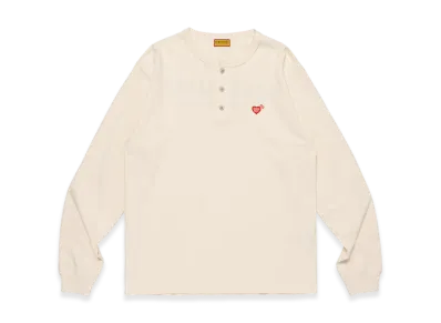 HUMAN MADE Henley Neck L/S T-Shirt "White"