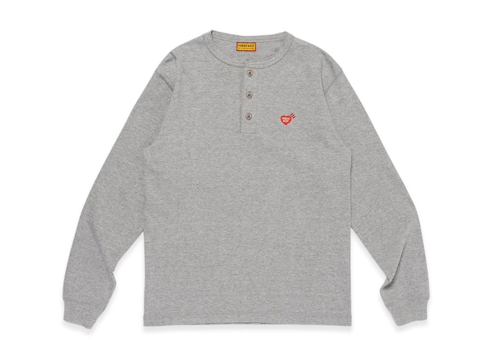 HUMAN MADE Henley Neck L/S T-Shirt "Gray"