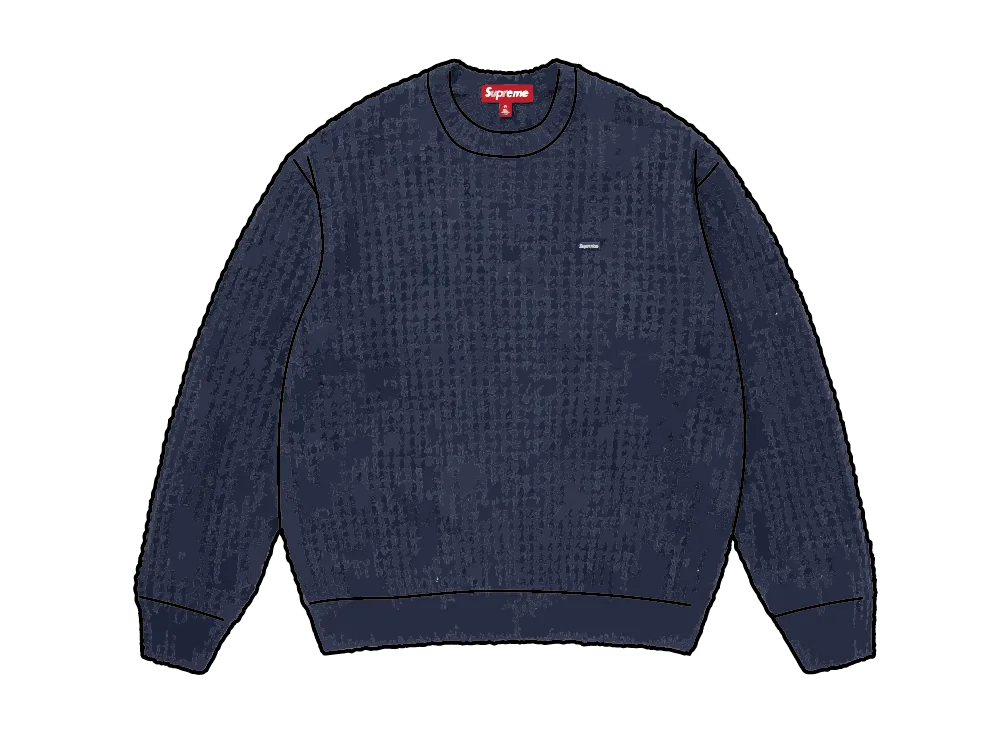 Supreme Small Box Waffle Sweater "Navy"