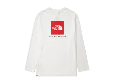 The North Face Long Sleeve Red Box Tee "TNF White/Red"