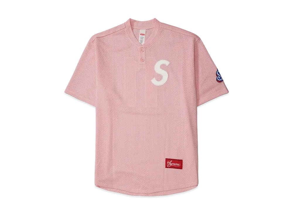 Supreme S Logo Baseball Henley "Pink"