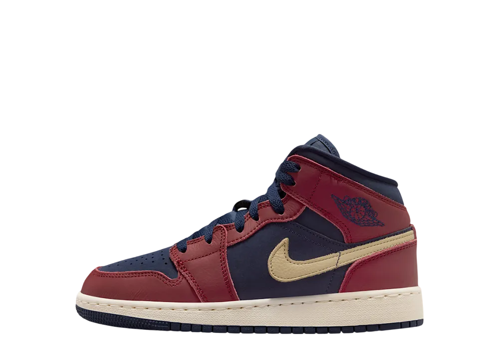 ナイキ GS エアジョーダン1 ミッド SE "チームレッド/ペールアイボリー/ペールバニラ" (キッズ)