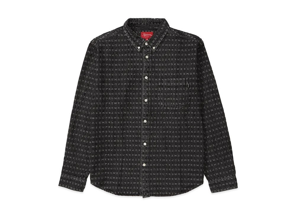 Supreme Jacquard Logos Denim Shirt "Black"