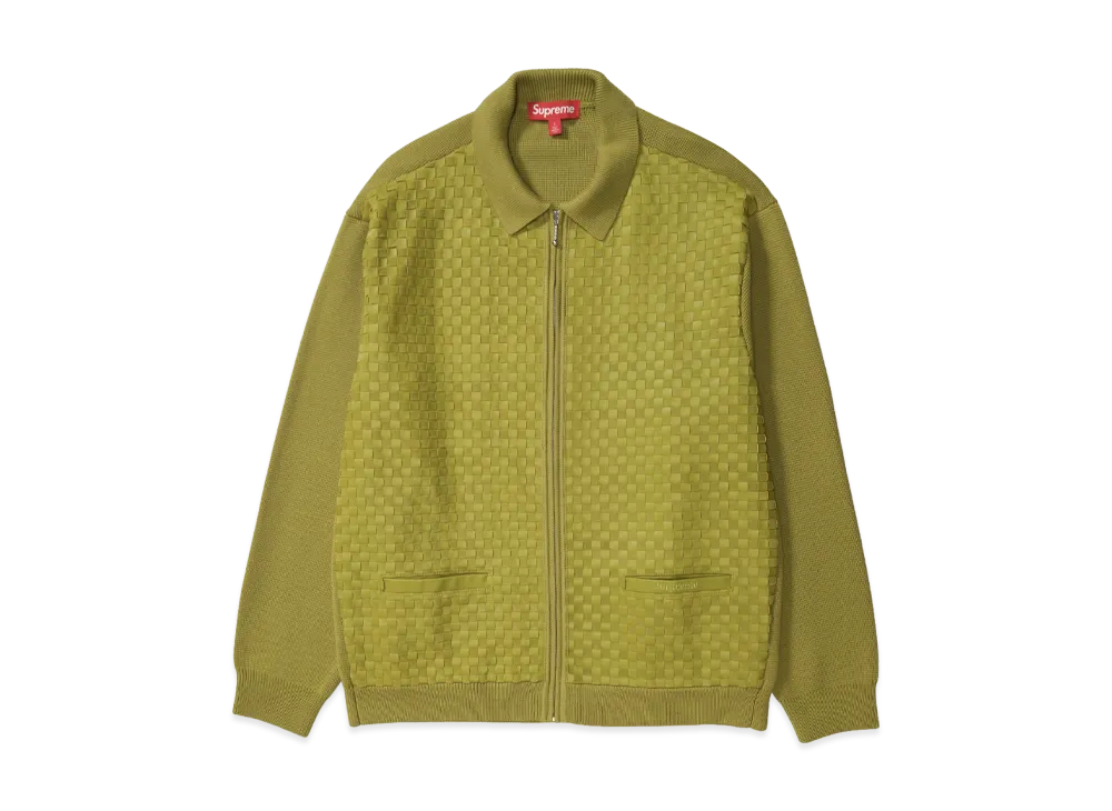 Supreme Woven Leather Zip Up Cardigan 