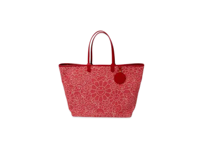 Takashi Murakami Flowers & Skulls Jacquard Denim Leather Tote bag "Red"