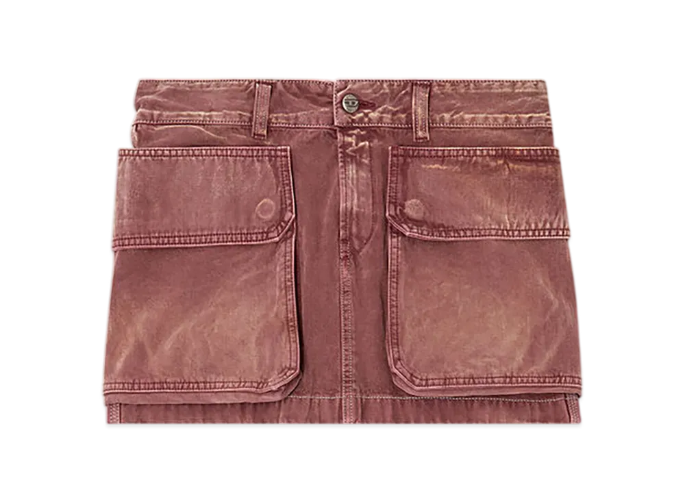 Diesel De-Ton Denim Miniskirt With Patch Pockets "Brown"