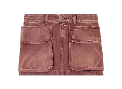 Diesel De-Ton Denim Miniskirt With Patch Pockets "Brown"