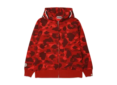 A BATHING APE Color Camo Shark Full Zip Hoodie "Red"