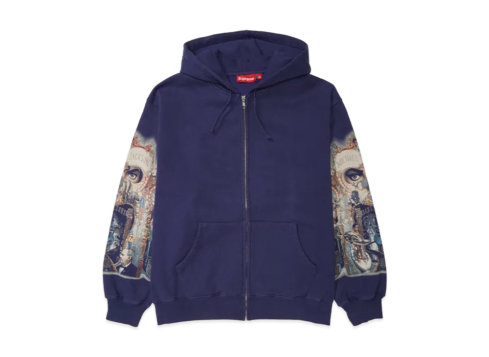 Supreme x Michael Jackson Dangerous Zip Up Hooded Sweatshirt "Washed Navy"