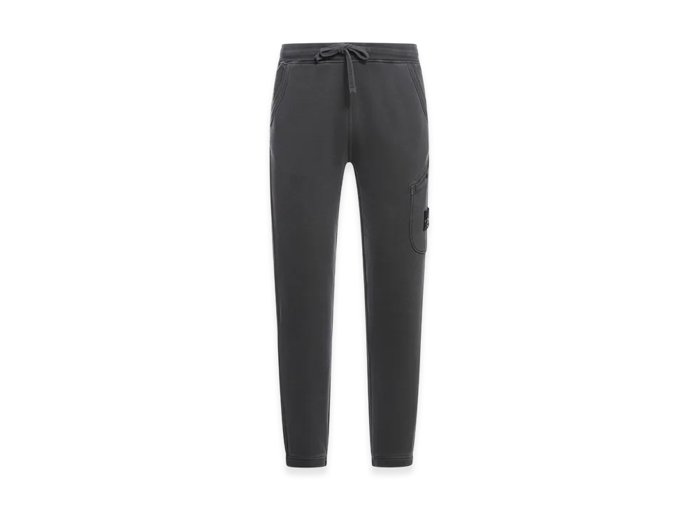Stone Island 61141 Organic Cotton Diagonal Fleece Old Effect Cargo Jogger Pants with Pockets - 24FW "Lead Grey"