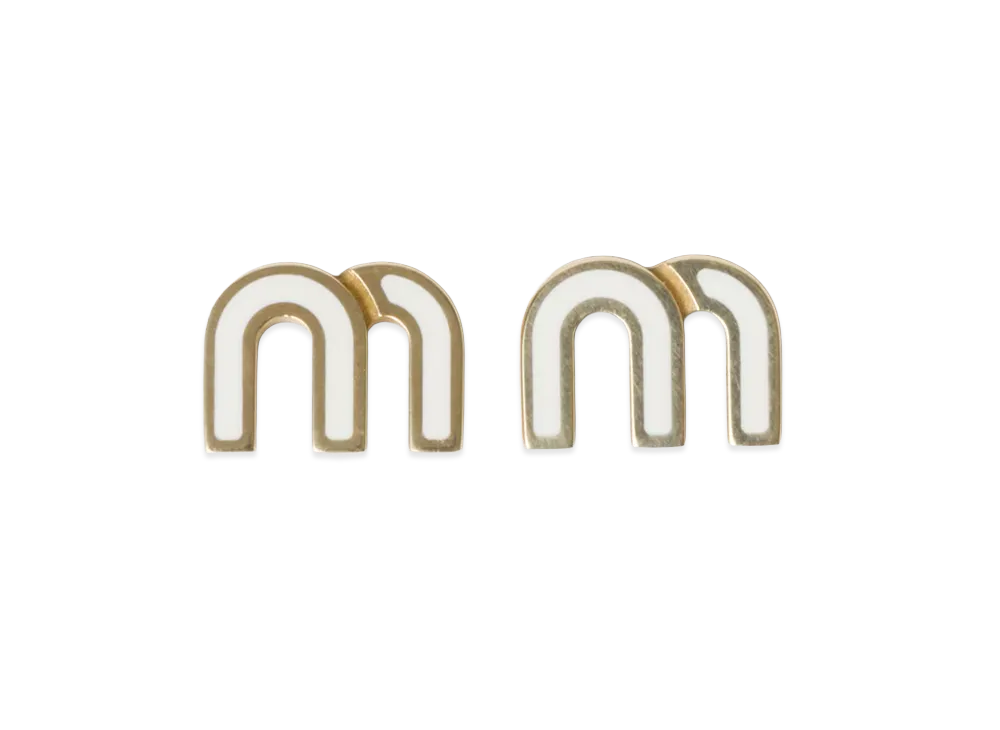 MIU MIU Enamel Metal Earrings "White"