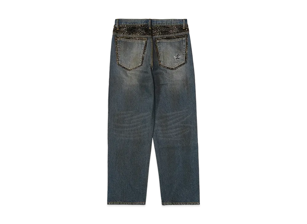 Supreme Leopard Faux Fur Loose Fit Jean "Washed Indigo"