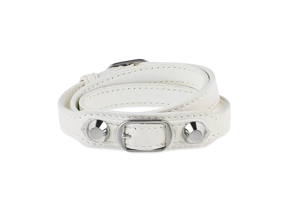 BALENCIAGA City Triple Bracelet "Optic White/Shiny Silver"