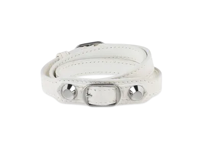 BALENCIAGA City Triple Bracelet "Optic White/Shiny Silver"