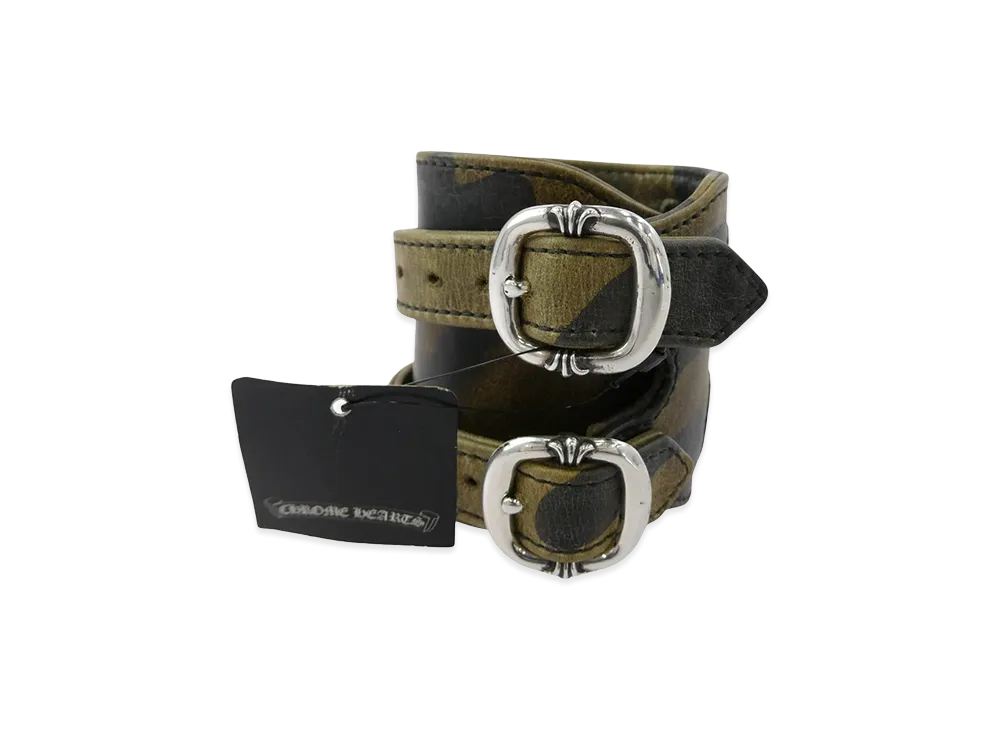 Chrome Hearts Double RR Gunslinger Leather Bracelet "Camo"