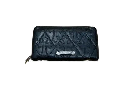 Chrome Hearts REC F ZIP Cemetery Cross Quilted Leather Wallet "Black"