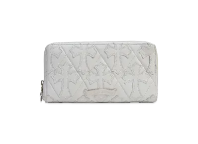 Chrome Hearts REC F ZIP Cemetery Cross Quilted Leather Wallet "White"