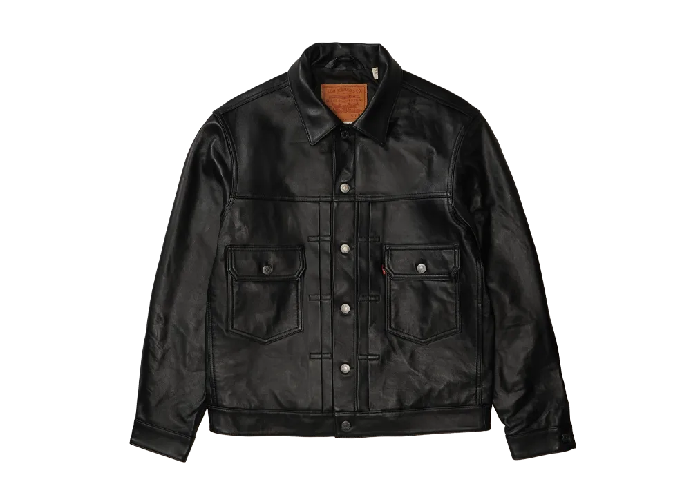 LEVI'S Premium Black Type ll Trucker Leather Jacket "Black"