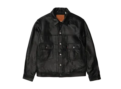 LEVI'S Premium Black Type ll Trucker Leather Jacket "Black"