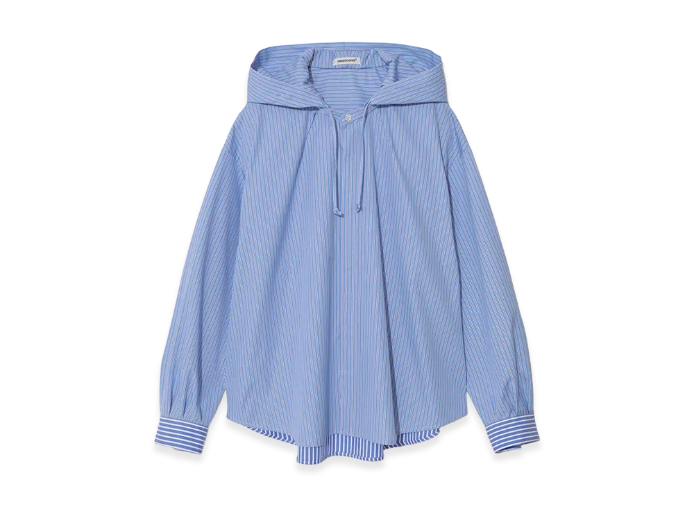 UNDERCOVER Hooded Cotton Polyester Broadcloth Shirt "Blue St"