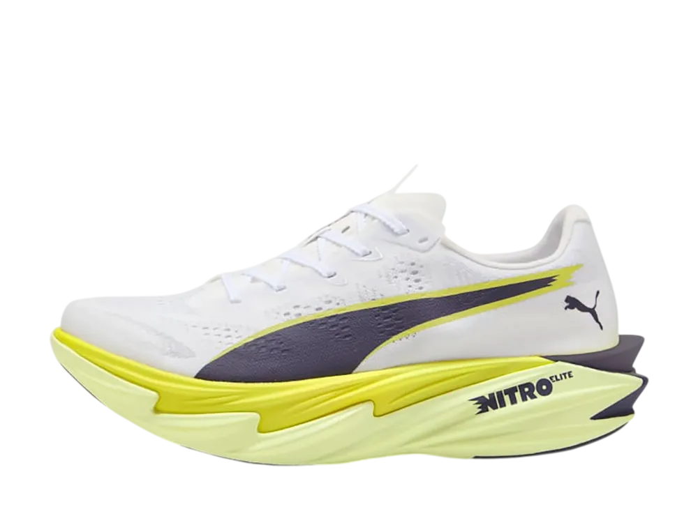 プーマ ウィメンズ ディヴィエイト ニトロ エリート4 "プーマホワイト/アップルスピリッツ/ラックスライム"